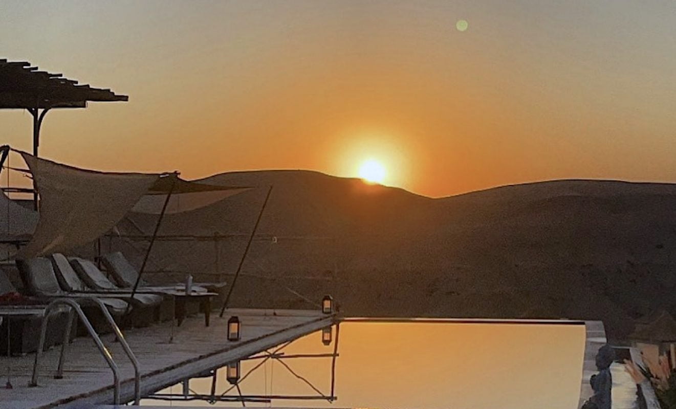 agafay swimming pool sunrise